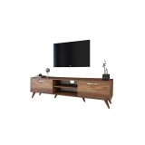 Mueble de TV en Nogal con 2 Cajones y Estantes
