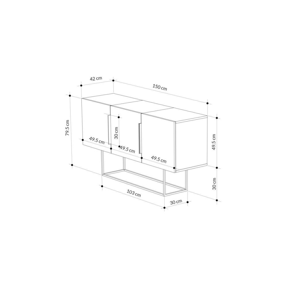 Buffet Moderno de 2 Puertas Color Gris Antique-Mocha-Blanco