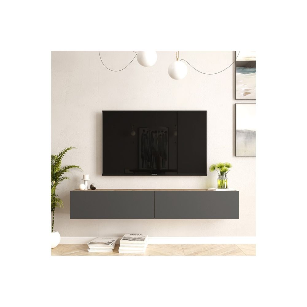 Mueble de TV de Pared moderno Antracita y Roble