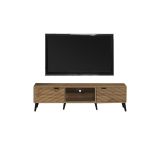 Mueble Mesa TV Roble Oscuro con 2 Puertas y Estante