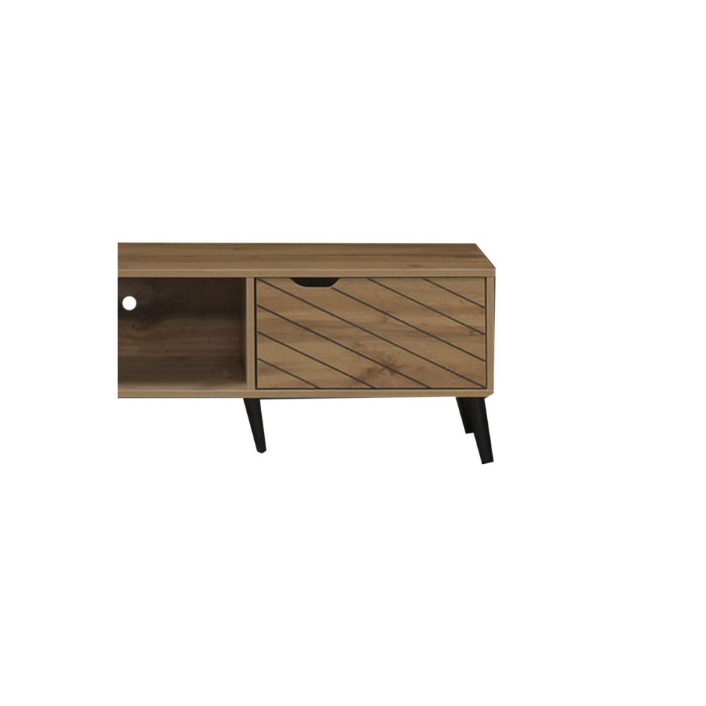 Mueble Mesa TV Roble Oscuro con 2 Puertas y Estante