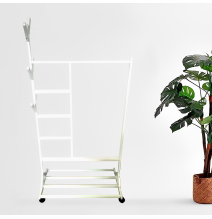 Perchero colgador multiusos con ruedas,  portatil, madera maciza color blanco Perchero colgador multiusos con ruedas,  portatil, madera maciza color blanco