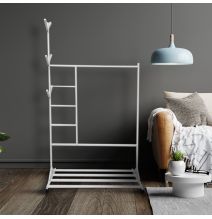 Perchero colgador multiusos con ruedas,  portatil, madera maciza color blanco Perchero colgador multiusos con ruedas,  portatil, madera maciza color blanco