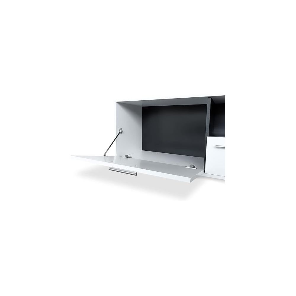 Mueble de salón y TV Composición para salón 200 Cm, blanco gran espacio almacenamiento