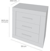 Mesita de Noche, Mesilla de Dormitorio, Acabado en Color Cambria y Blanco, Medidas: 50 cm (Lar) x 34,6 cm (Fon) x 60 cm (Al)