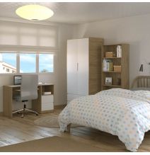 Estantería Alta Salón, Librería, Color Roble, Medidas: 180 cm (Alto) x 75 cm (Ancho) x 25 cm (Fondo)
