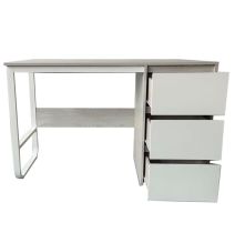 Escritorio Oficina 120 cm con 3 Cajones, Mesa de Ordenador Moderna, Tablero MDF y Melamina, Gris/Blanco, 120x48x74 cm